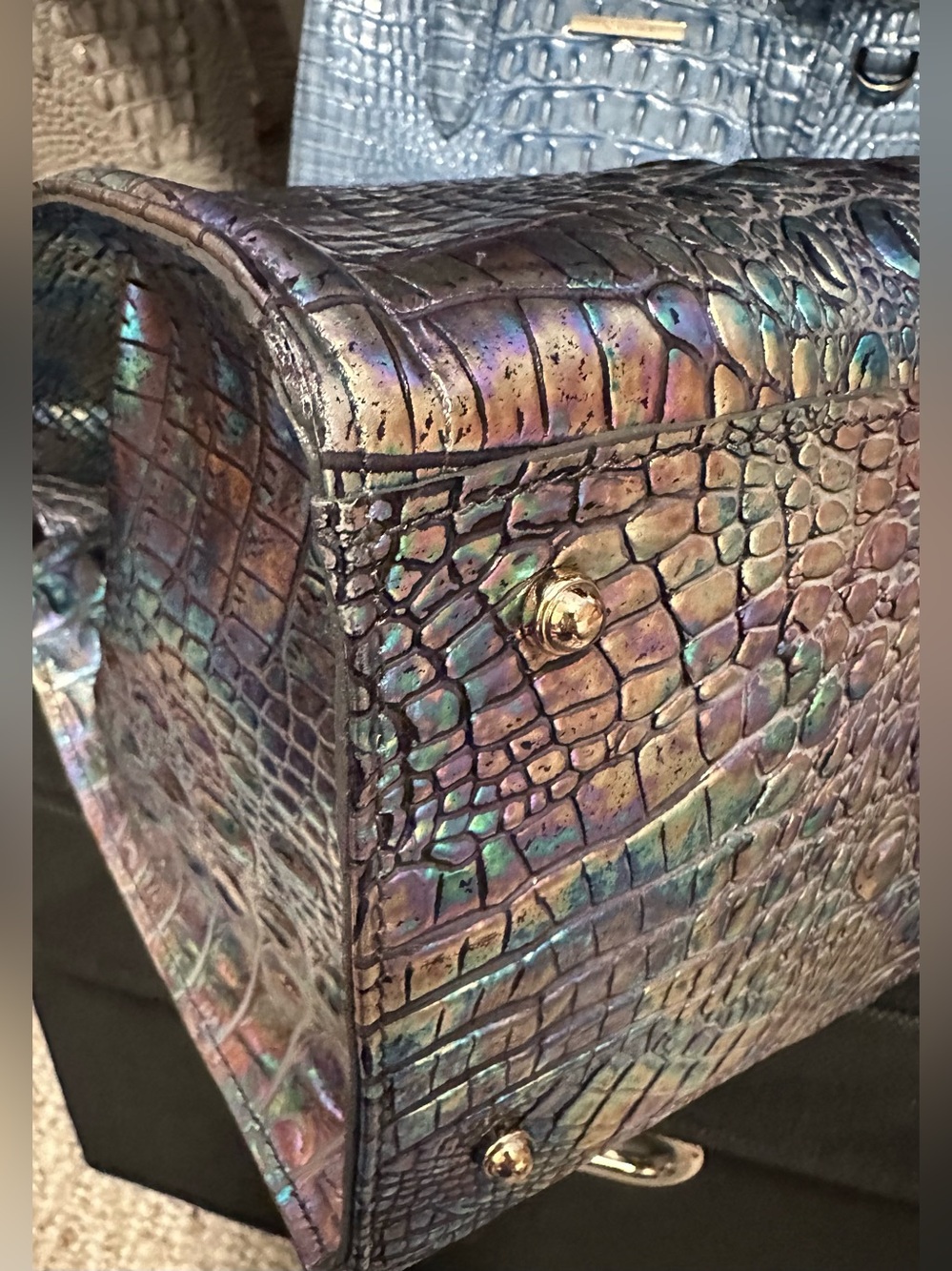 RARE Brahmin Mother of Pearl Holographic, Iridescent Large Caroline - Picture 8 of 16